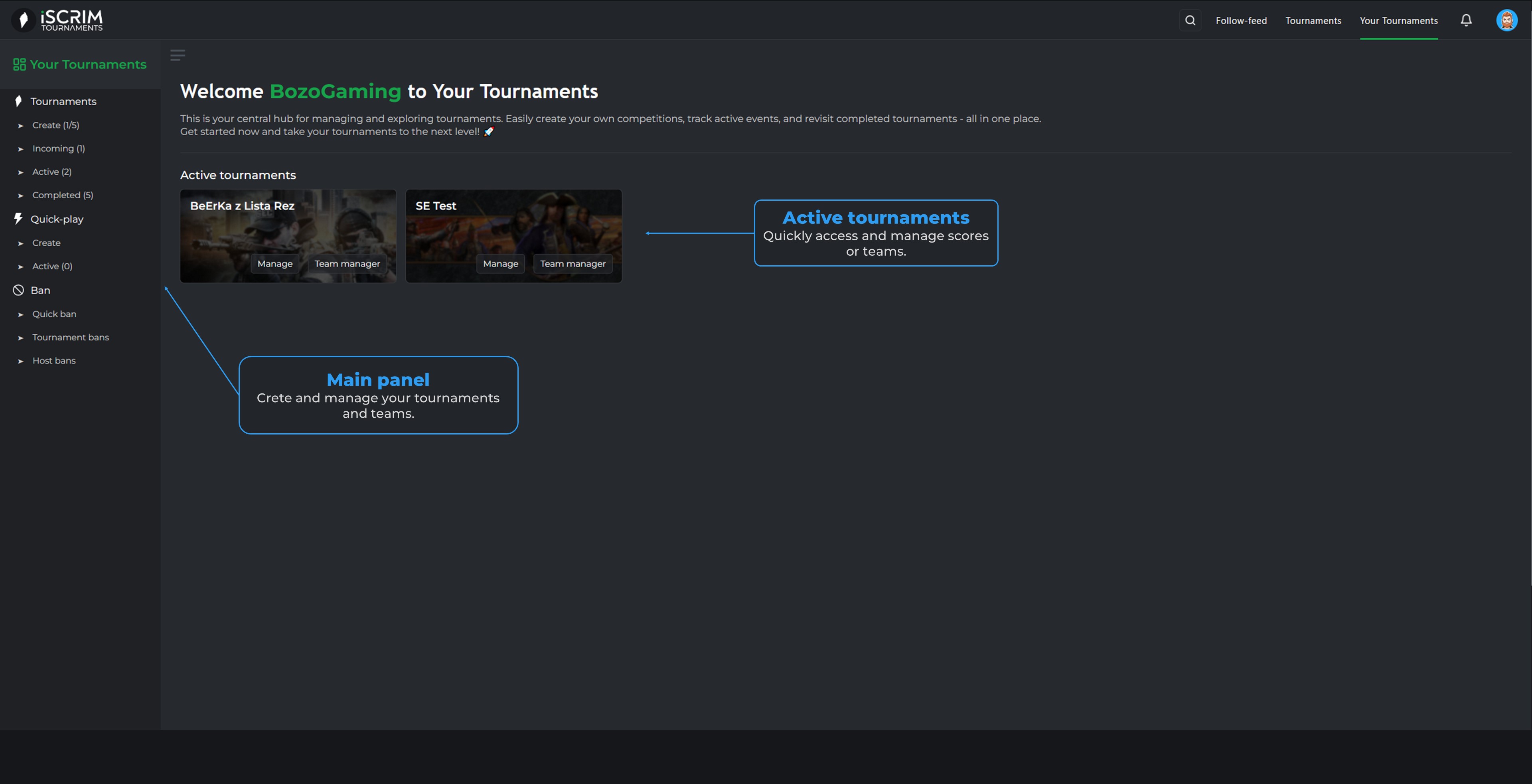 Your Tournaments