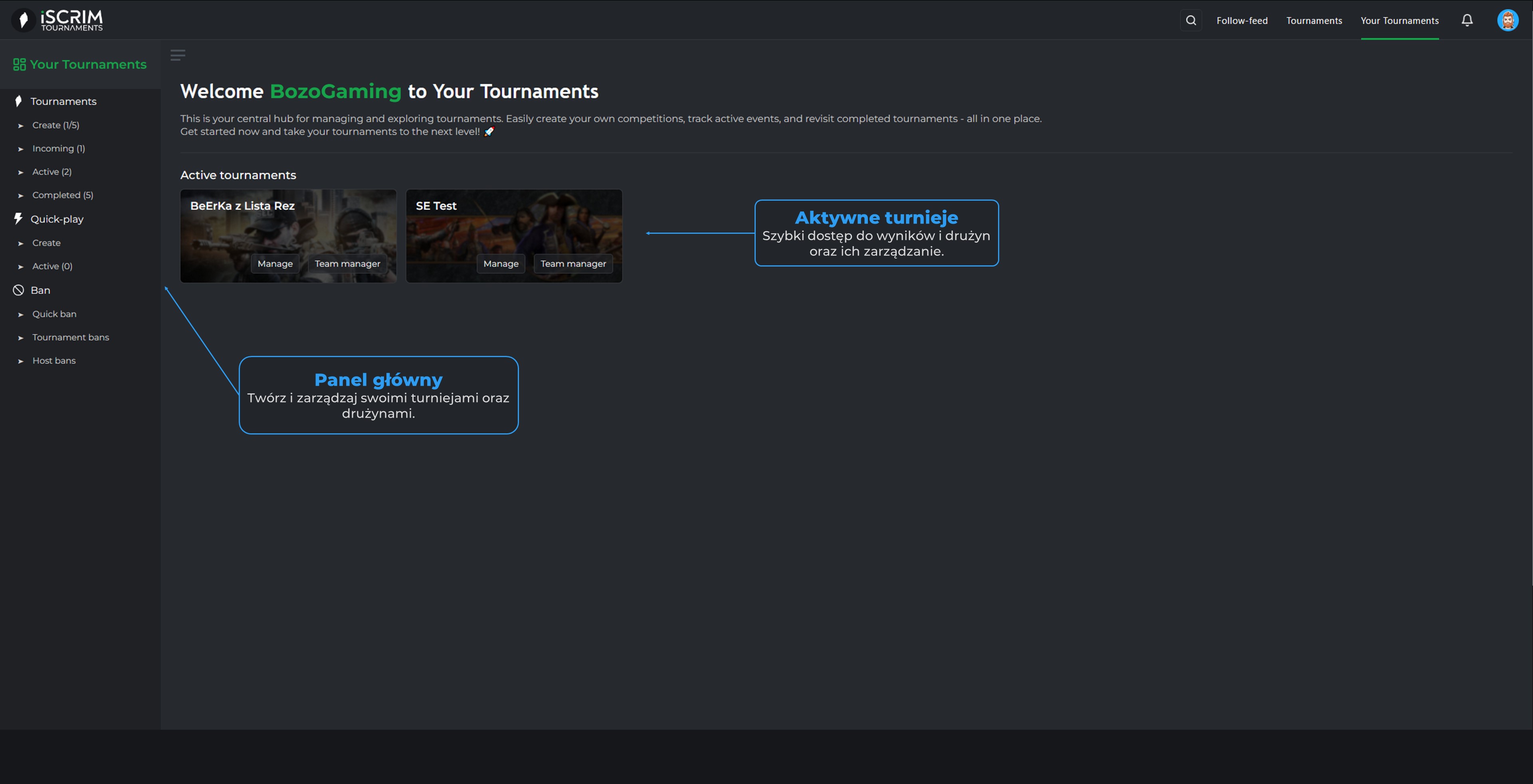 Your Tournaments